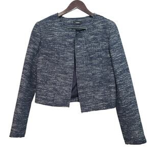 Theory Ualana Tweed Jacket Indigo Blue Size 6 NWT Cotton